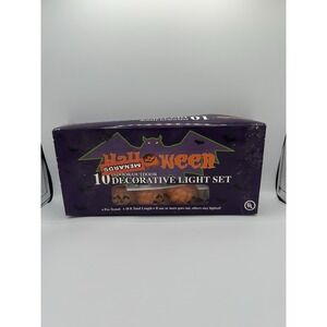 Vtg Halloween String Lights Set of 10 Jack O Lantern Pumpkin Blow Mold WORKING